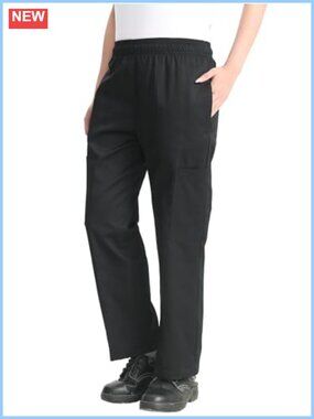 Women's Baggy Cargo Chef Pants Drawstring Waist Work Trousers